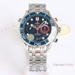 Swiss Replica Omega Seamaster Diver 300m America's Cup Watch Steel Blue Dial